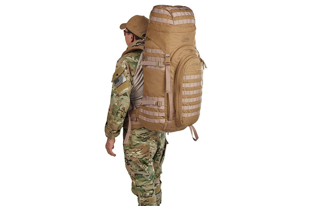 Soldier wearing Kelty Falcon 4000 backpack, Canyon Brown