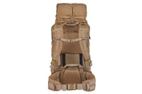 Kelty Falcon 4000 backpack, Canyon Brown, rear view showing padded shoulder straps and waistbelt